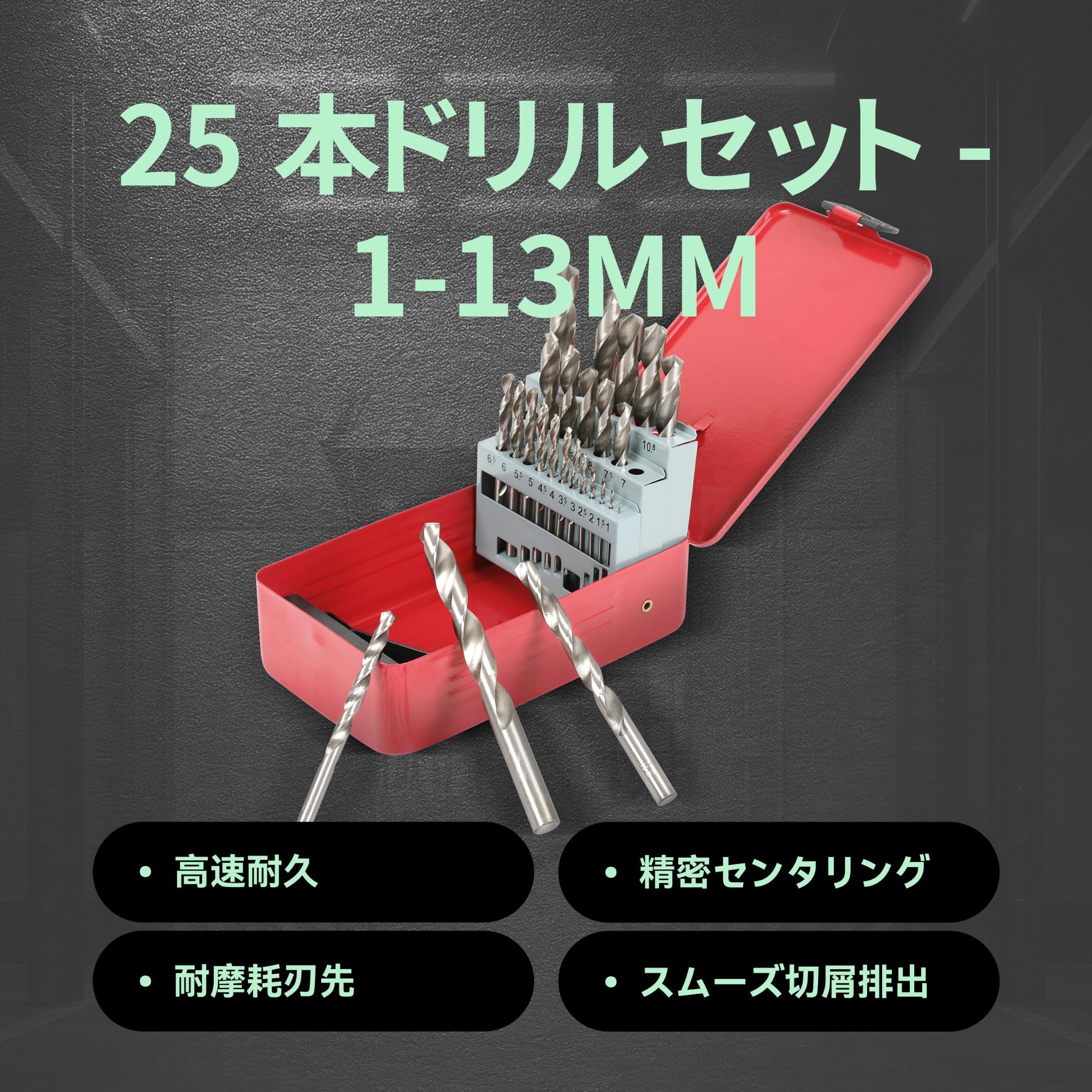 Amazon | STEELMIGHT ドリルセット 丸軸 1-13mm 25本 ドリルビット HSS